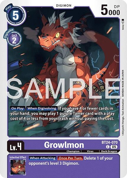 Image for Growlmon [BT24-070 C] - Digimon Card Game