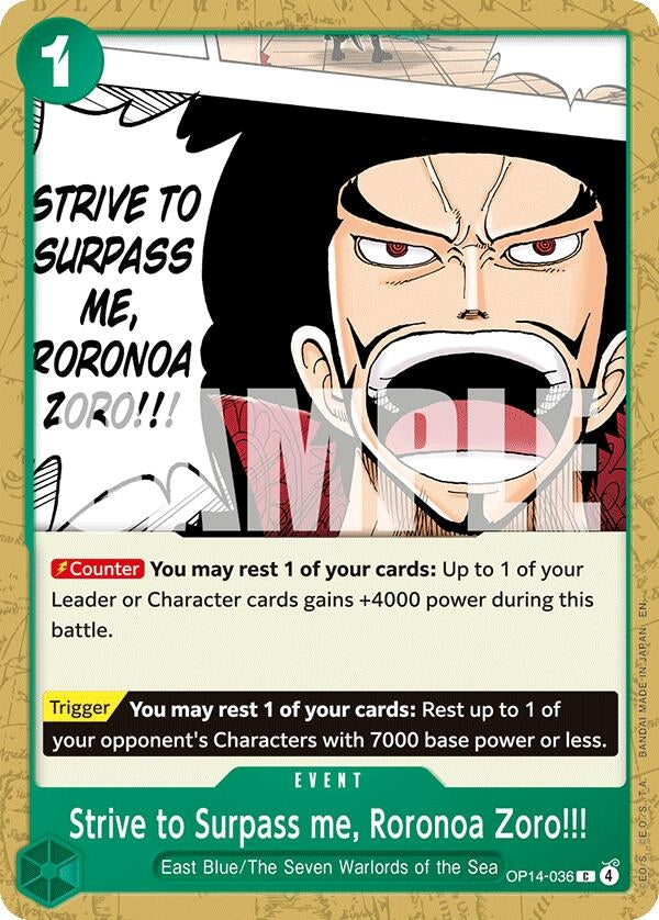 Image for Strive to Surpass me, Roronoa Zoro!!! [OP14-036] - One Piece Card Game