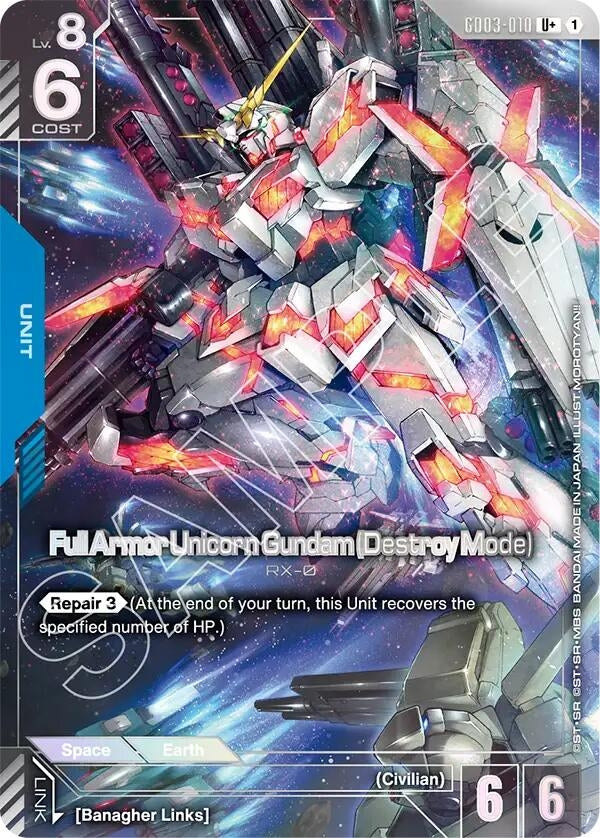 Image for Full Armor Unicorn Gundam (Destroy Mode) (U+) [GD03-010] - Gundam Card Game