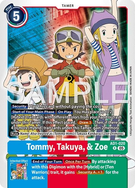 Image for Tommy, Takuya, & Zoe [AD1-020 R] - Digimon Card Game