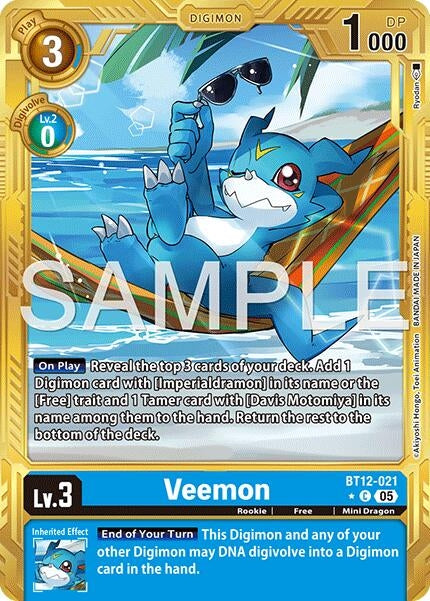 Image for Veemon - BT12-021 (Gold Border) [BT12-021 C] - Digimon Card Game