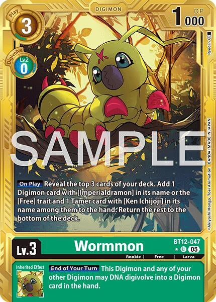 Image for Wormmon - BT12-047 (Gold Border) [BT12-047 U] - Digimon Card Game