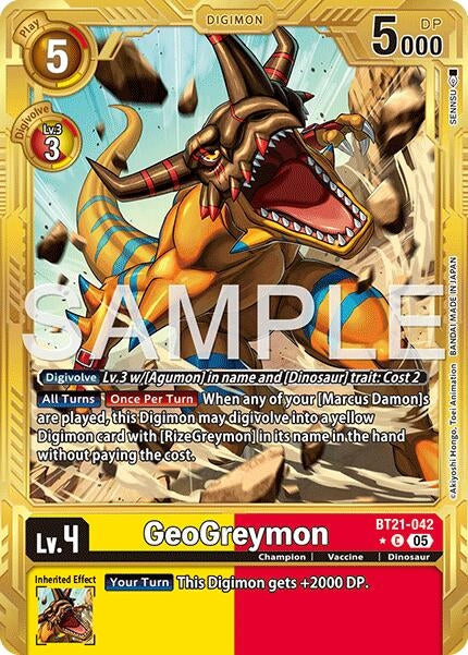 Image for GeoGreymon - BT21-042 (Gold Border) [BT21-042 C] - Digimon Card Game