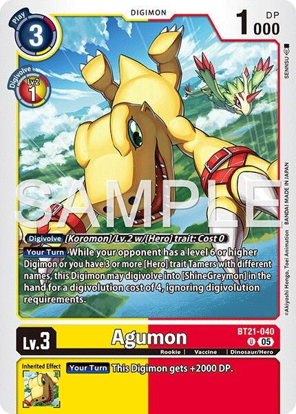 Image for Agumon - BT21-040 (Reprint) [BT21-040 U] - Digimon Card Game