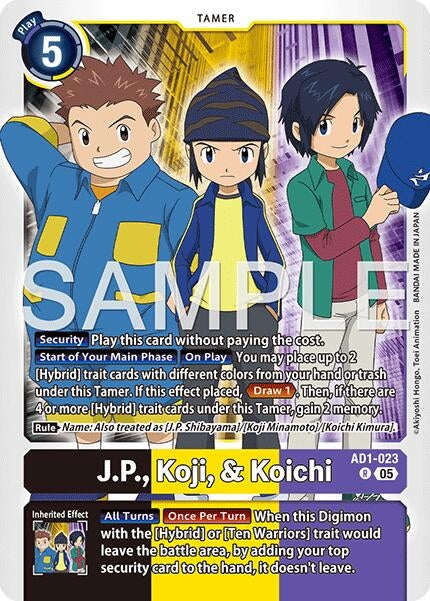 Image for J.P., Koji, & Koichi [AD1-023 R] - Digimon Card Game