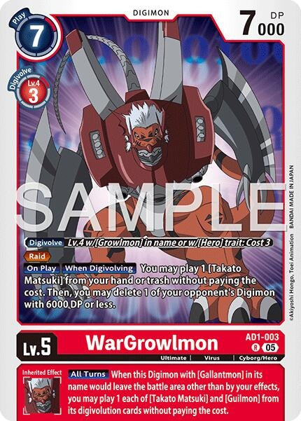 Image for WarGrowlmon - AD1-003 [AD1-003 R] - Digimon Card Game