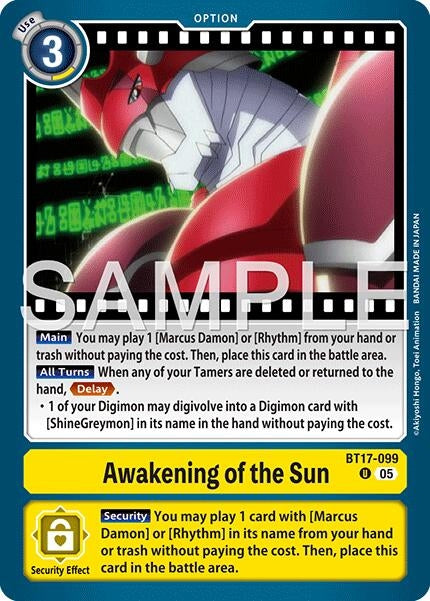 Image for Awakening of the Sun (Reprint) [BT17-099 U] - Digimon Card Game