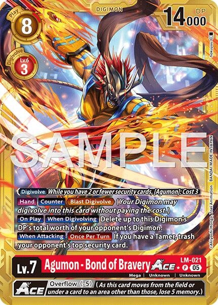 Image for Agumon - Bond of Bravery ACE (Gold Border) [LM-021 P] - Digimon Card Game