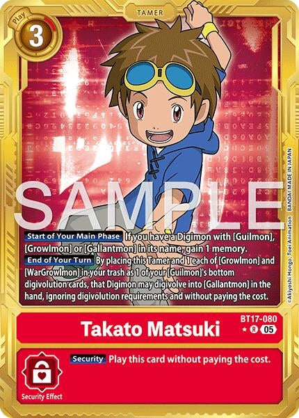 Image for Takato Matsuki - BT17-080 (Gold Border) [BT17-080 R] - Digimon Card Game