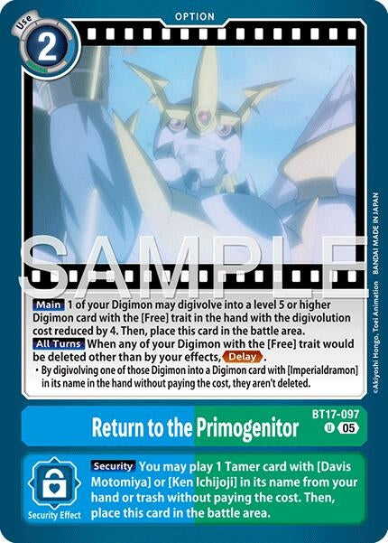 Image for Return to the Primogenitor (Reprint) [BT17-097 U] - Digimon Card Game