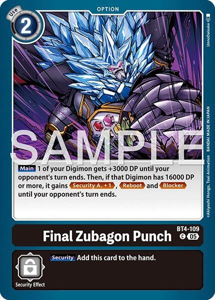 Image for Final Zubagon Punch (Reprint) [BT4-109 C] - Digimon Card Game