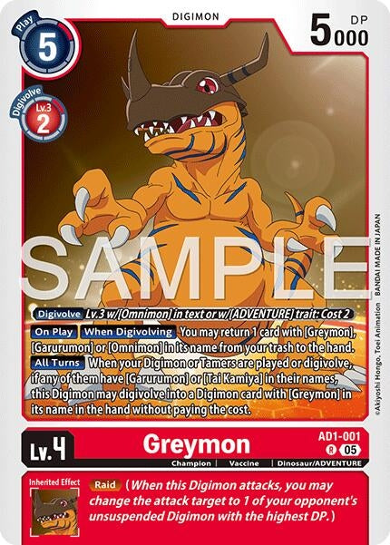 Image for Greymon - AD1-001 [AD1-001 R] - Digimon Card Game