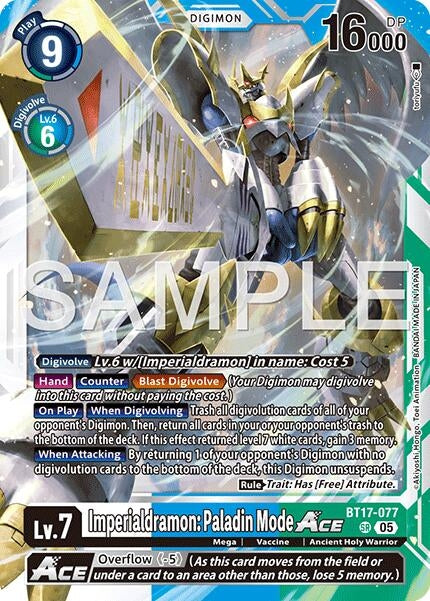 Image for Imperialdramon: Paladin Mode ACE (Reprint) [BT17-077 SR] - Digimon Card Game