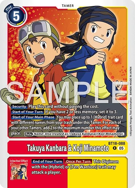Image for Takuya Kanbara & Koji Minamoto (Reprint) [BT18-088 R] - Digimon Card Game