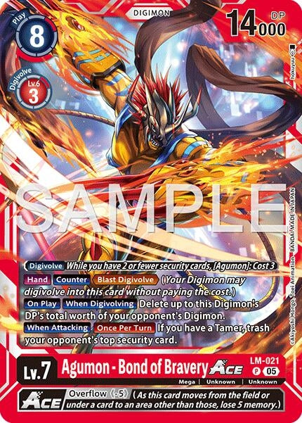 Image for Agumon - Bond of Bravery ACE (Reprint) [LM-021 P] - Digimon Card Game