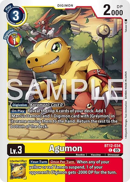 Image for Agumon - BT12-034 (Reprint) [BT12-034 C] - Digimon Card Game