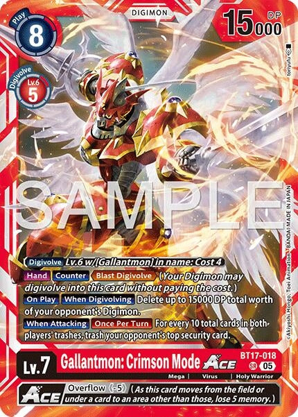 Image for Gallantmon: Crimson Mode ACE (Reprint) [BT17-018 SR] - Digimon Card Game