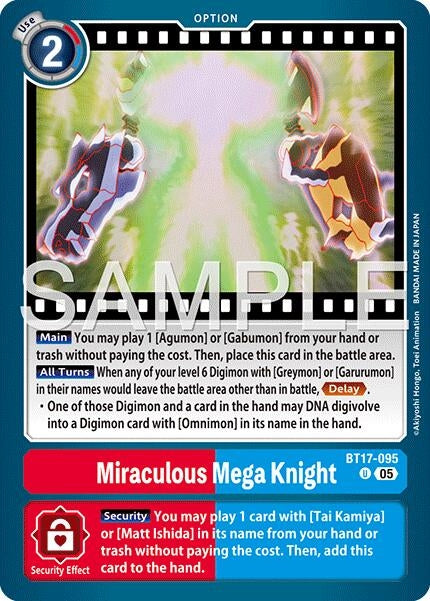 Image for Miraculous Mega Knight (Reprint) [BT17-095 U] - Digimon Card Game