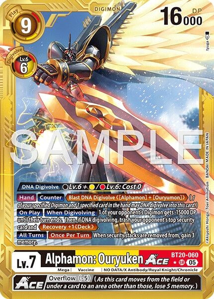 Image for Alphamon: Ouryuken ACE (Gold Border) [BT20-060 SR] - Digimon Card Game