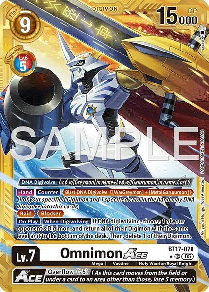 Image for Omnimon ACE (Gold Border) [BT17-078 SR] - Digimon Card Game