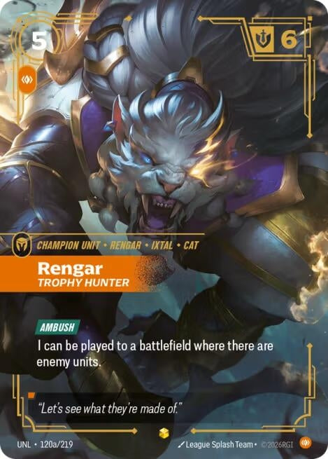 Image for Rengar - Trophy Hunter (Alternate Art) [120a/219] - Riftbound: League of Legends Trading Card Game