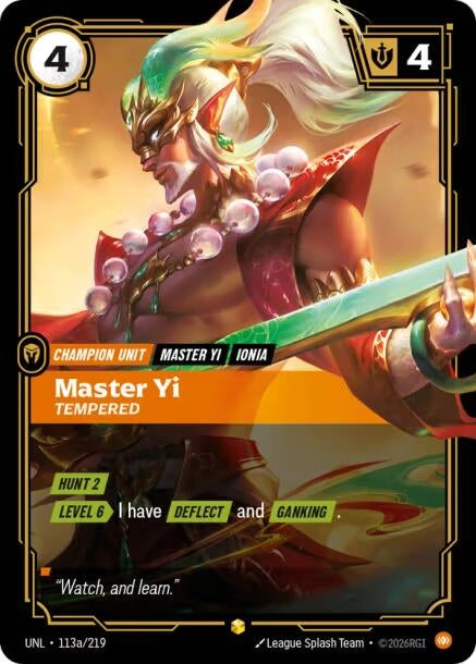 Image for Master Yi - Tempered (Alternate Art) [113a/219] - Riftbound: League of Legends Trading Card Game