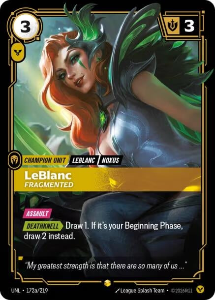 Image for LeBlanc - Fragmented (Alternate Art) [172a/219] - Riftbound: League of Legends Trading Card Game