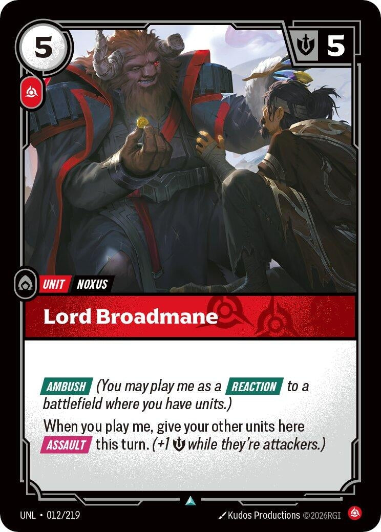Image for Lord Broadmane [012/219] - Riftbound: League of Legends Trading Card Game