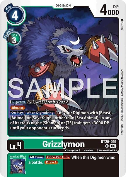 Image for Grizzlymon - BT25-051 [BT25-051 C] - Digimon Card Game