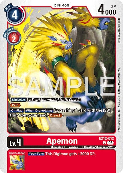 Image for Apemon [EX12-012 C] - Digimon Card Game