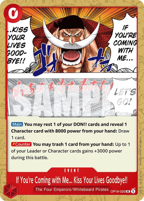 Image for If You're Coming with Me...Kiss Your Lives Goodbye!! [OP16-020] - One Piece Card Game