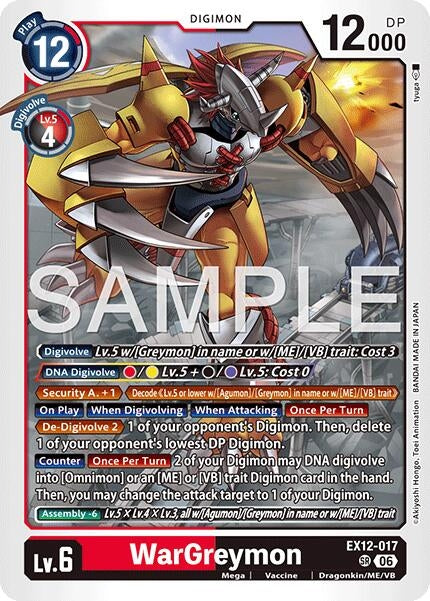 Image for WarGreymon [EX12-017 SR] - Digimon Card Game