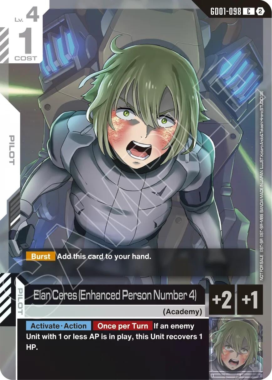Image for Elan Ceres (Enhanced Person Number 4) (Store Tournament Participation Pack 05) [GD01-098] (GCG-PR) - Gundam Card Game
