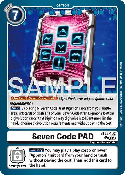 Image for Seven Code PAD [BT26-102 C] (BT-26) - Digimon Card Game