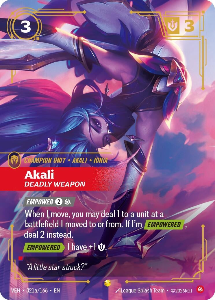 Image for Akali, Deadly Weapon (Alternate Art) [021a/166] (VEN) - Riftbound: League of Legends Trading Card Game