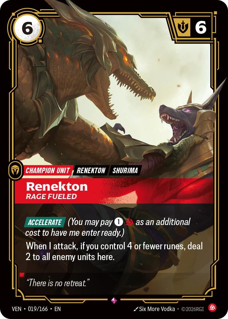 Image for Renekton, Rage Fueled [019/166] (VEN) - Riftbound: League of Legends Trading Card Game