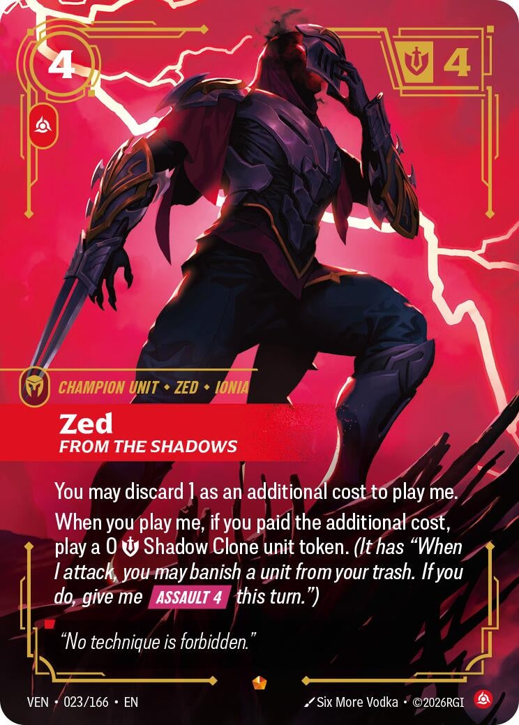 Image for Zed, From the Shadows [023/166] (VEN) - Riftbound: League of Legends Trading Card Game