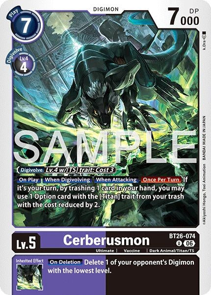 Image for Cerberusmon [BT26-074 U] (BT-26) - Digimon Card Game