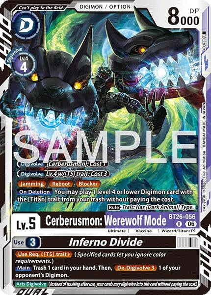Image for Cerberusmon: Werewolf Mode // Inferno Divide [BT26-056 R] (BT-26) - Digimon Card Game