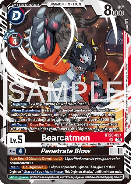 Image for Bearcatmon // Penetrate Blow [BT26-057 SR] (BT-26) - Digimon Card Game