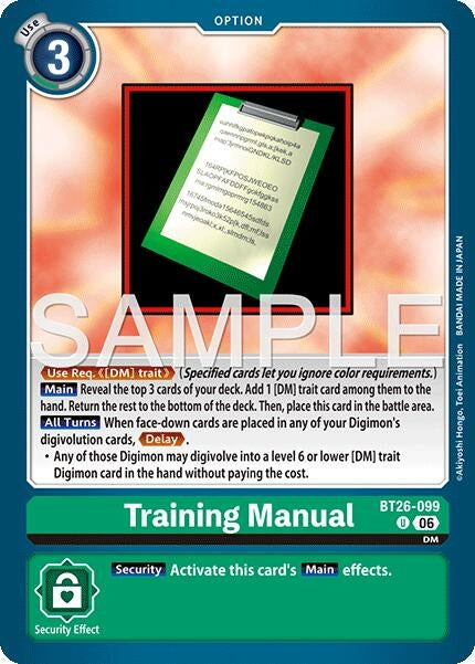 Image for Training Manual [BT26-099 U] (BT-26) - Digimon Card Game
