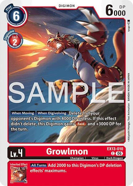 Image for Growlmon [EX13-010 C] (EX-13) - Digimon Card Game