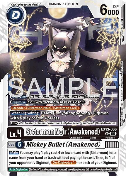 Image for Sistermon Noir (Awakened) // Mickey Bullet (Awakened) [EX13-066 U] (EX-13) - Digimon Card Game