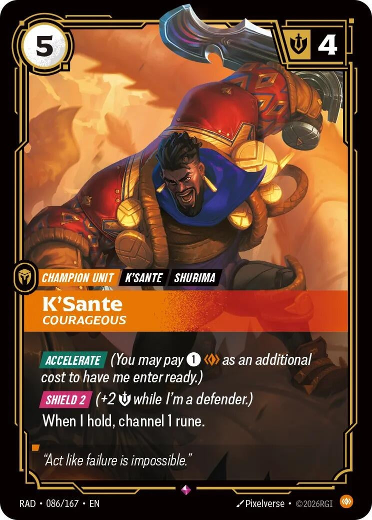 Image for K'Sante, Courageous [086/167] (RAD) - Riftbound: League of Legends Trading Card Game