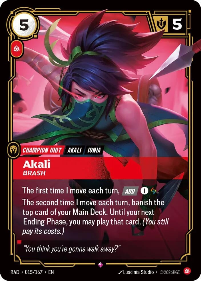 Image for Akali, Brash [015/167] (RAD) - Riftbound: League of Legends Trading Card Game