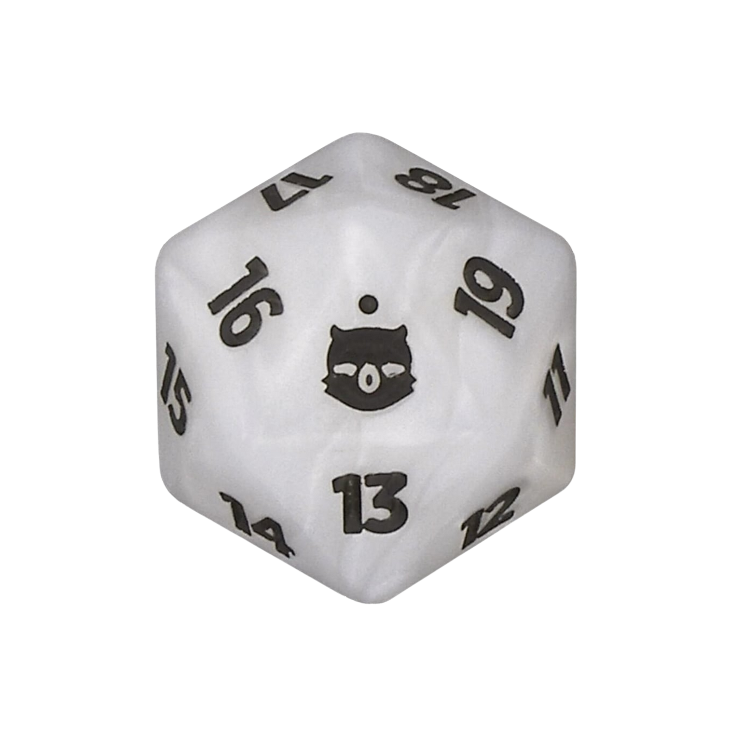 Translucent white dice with black numbering on a white background
